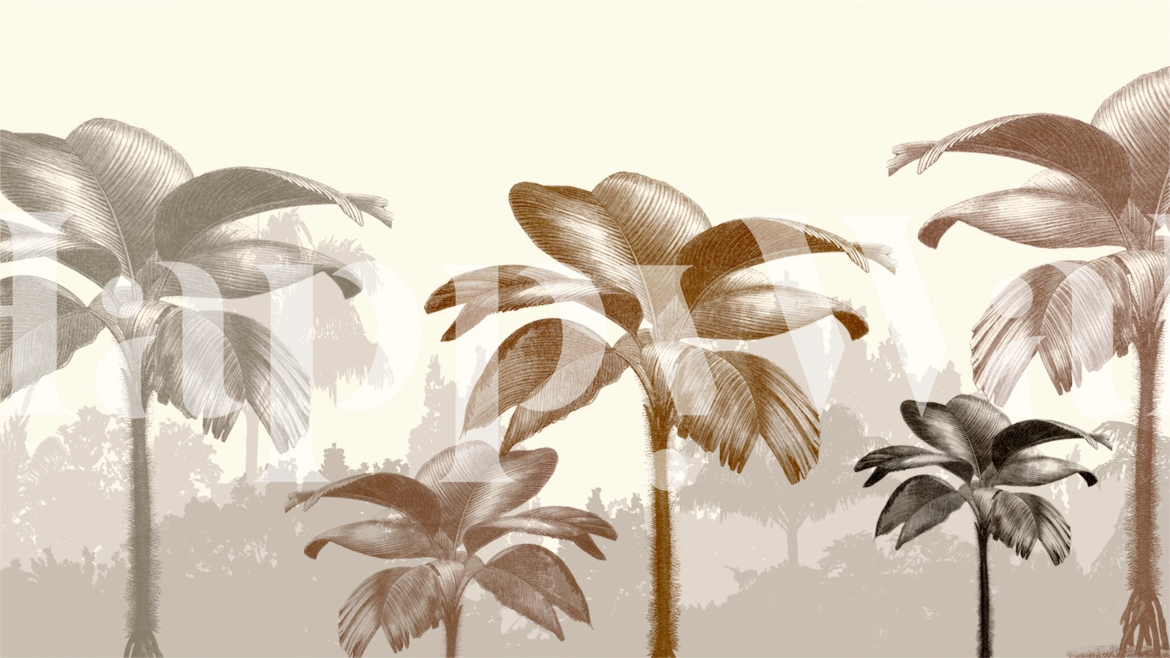 Neutral palm trees in soft tones against a light background wallpaper