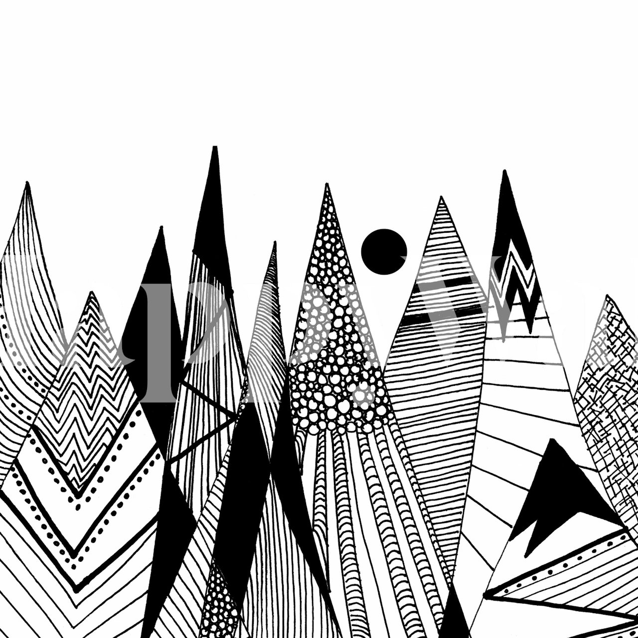 Tapeta czarno-biała z wzorami in the mountains II