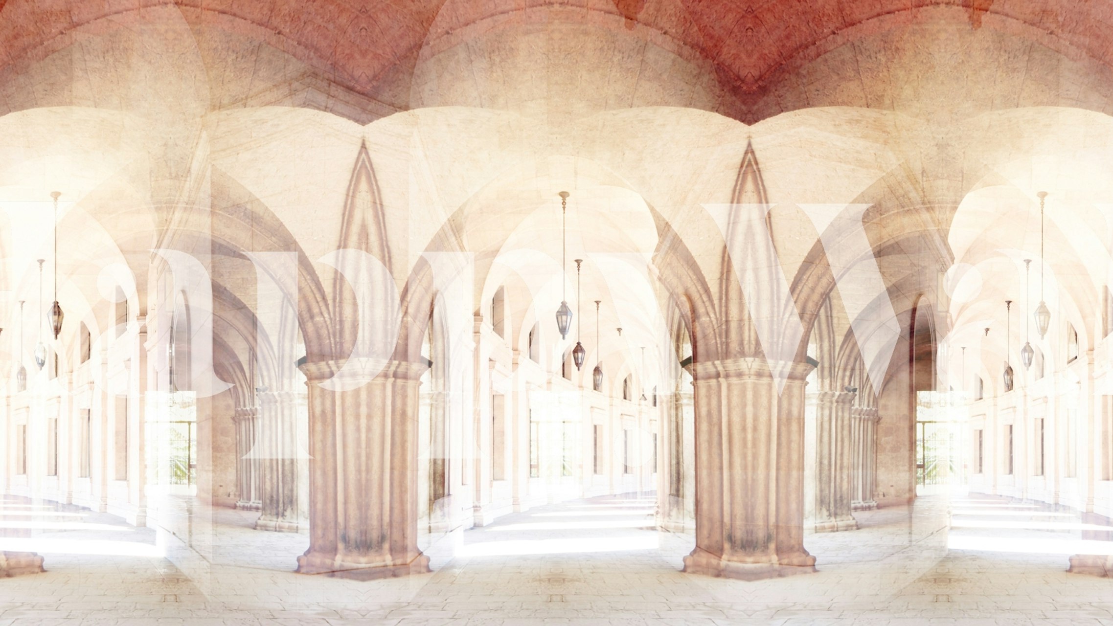 Antique stone arches σε μαλακούς ουδέτερους τόνους τοίχου