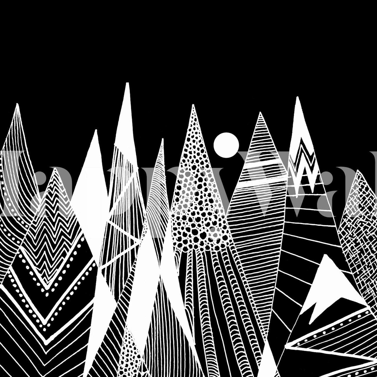 Design fototapety abstraktní černé a bílé horské vzory