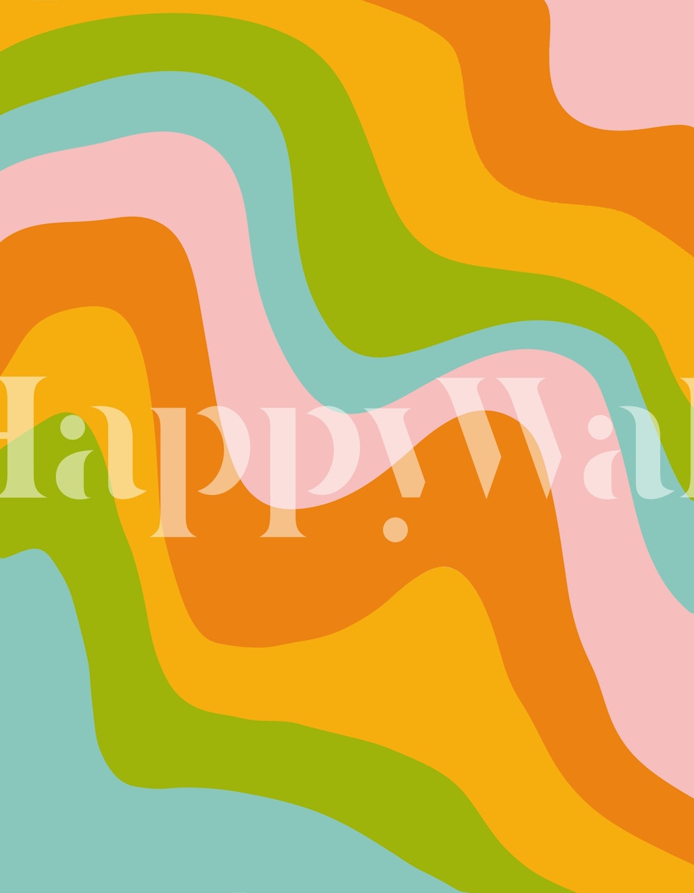 Wavy pattern in orange, pink, green, and teal wallpaper