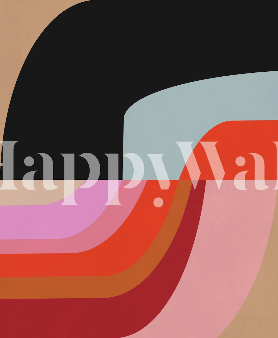 Colorful abstract waves in pink, red, black, and blue wallpaper