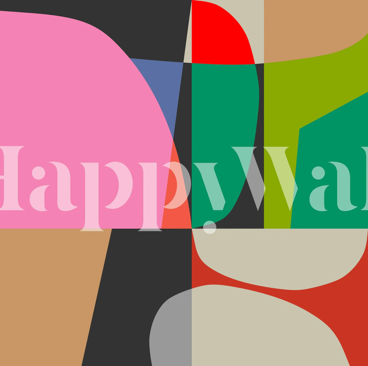 Geometric Concept 16 wall mural with a blend of abstract shapes in pastel and bold tones