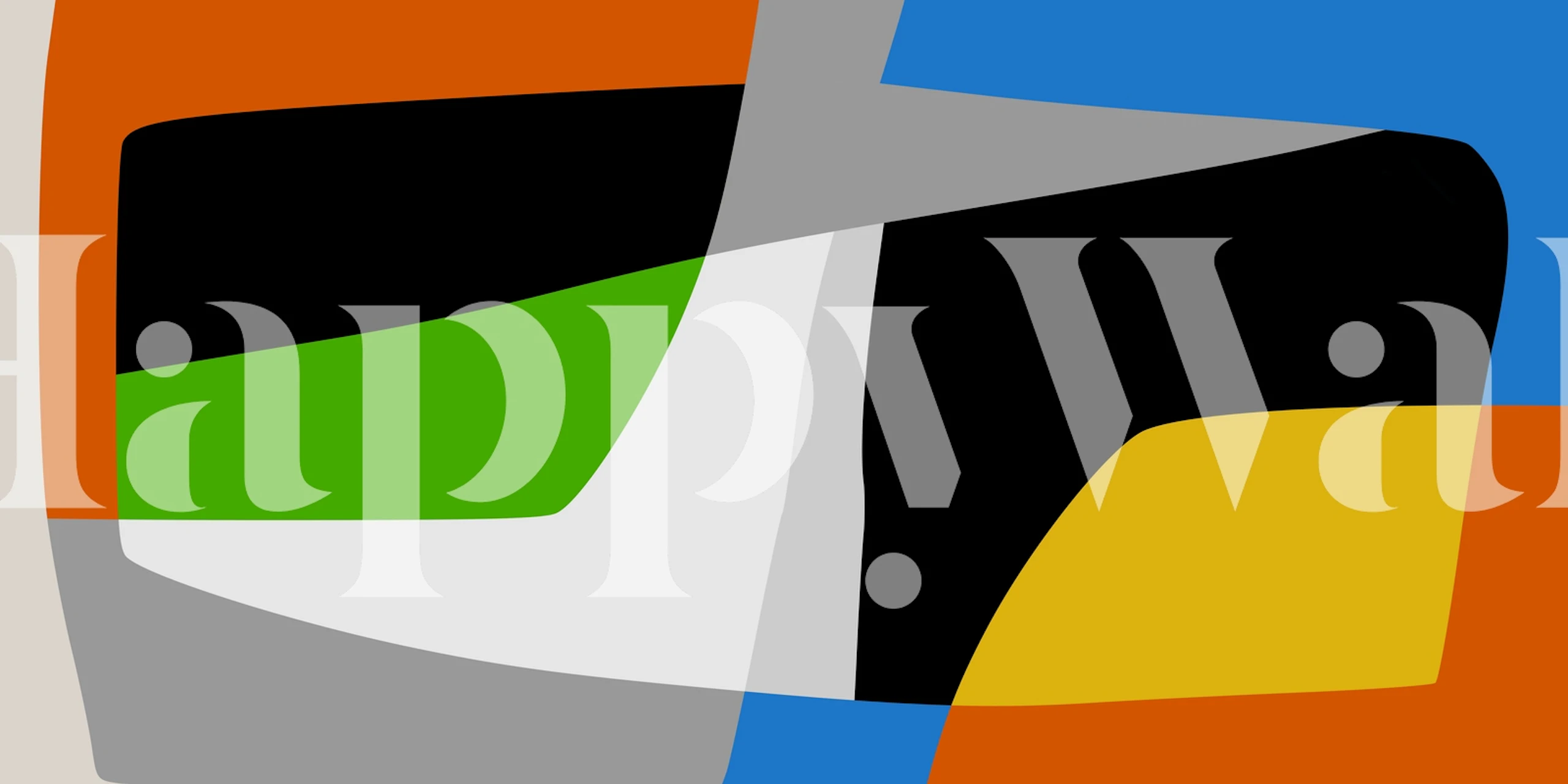 Colorful geometric shapes in black, green, gray, orange, and blue wallpaper