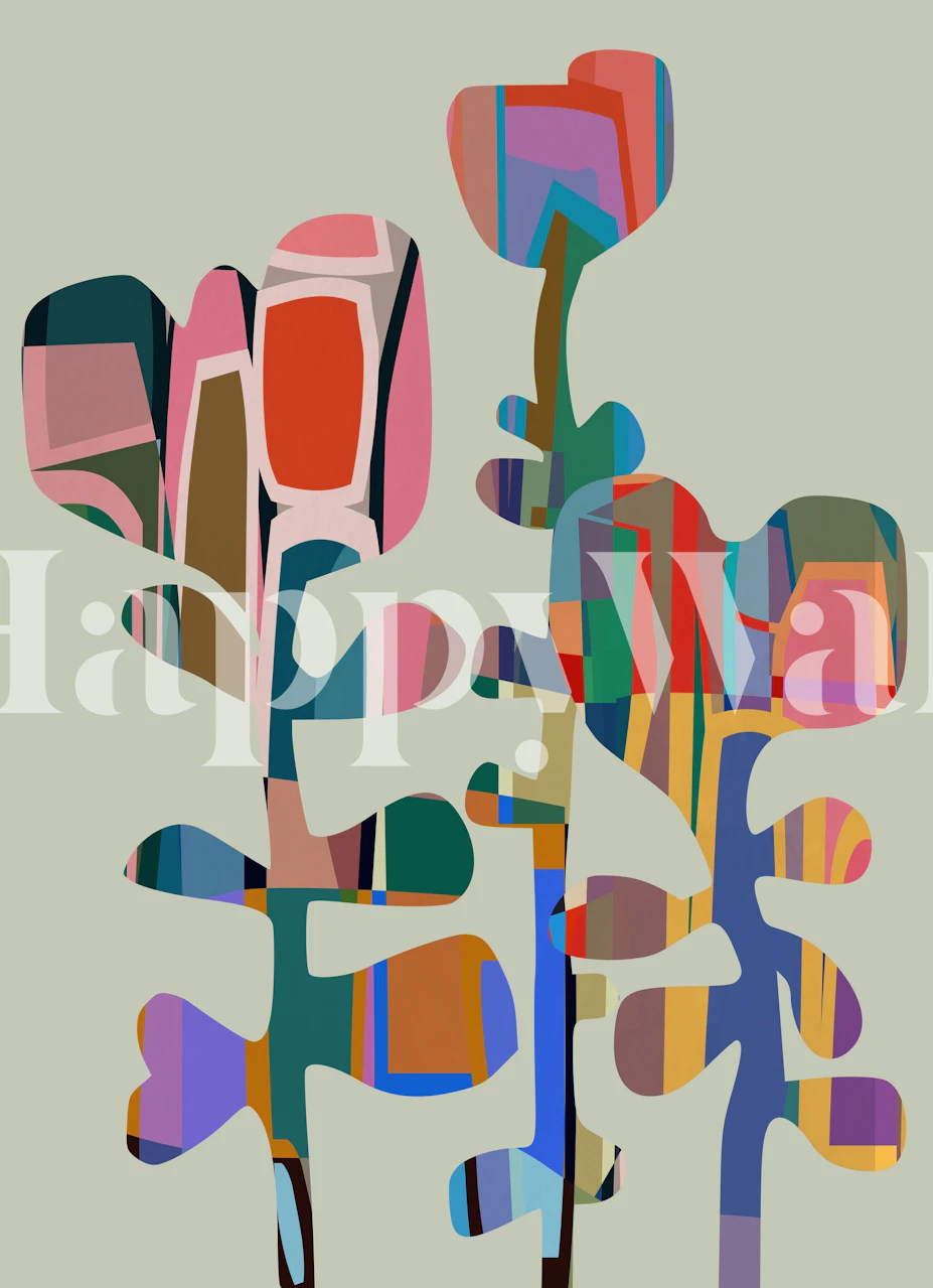 Colored Flowers Tapete in einem Raum