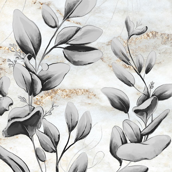 Grey Graffiti Leaves