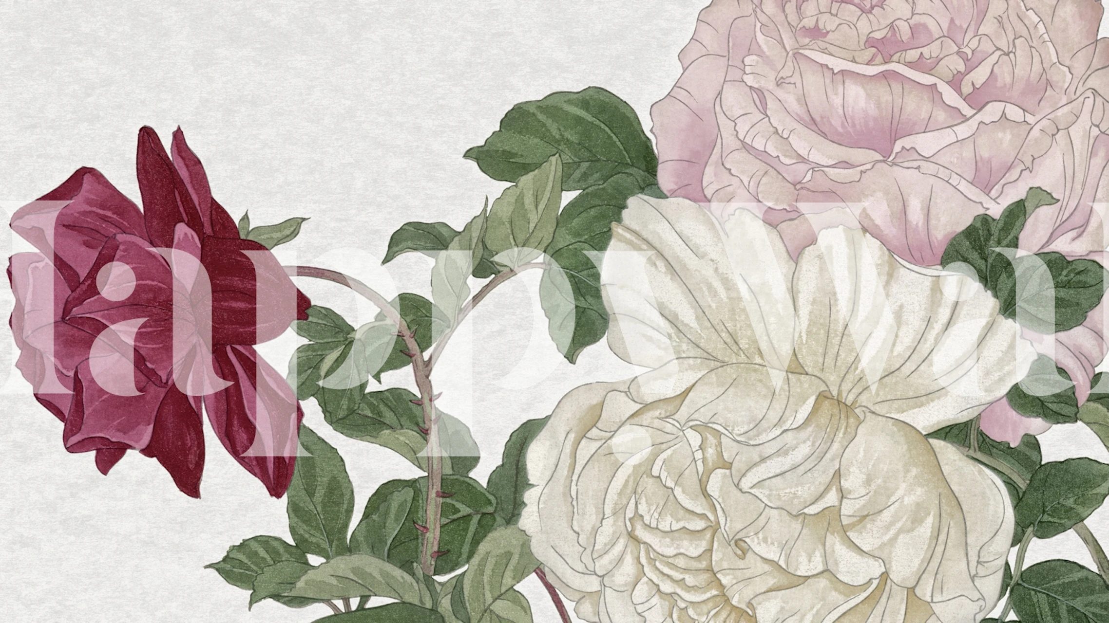 Floral design featuring peonies in soft hues wallpaper