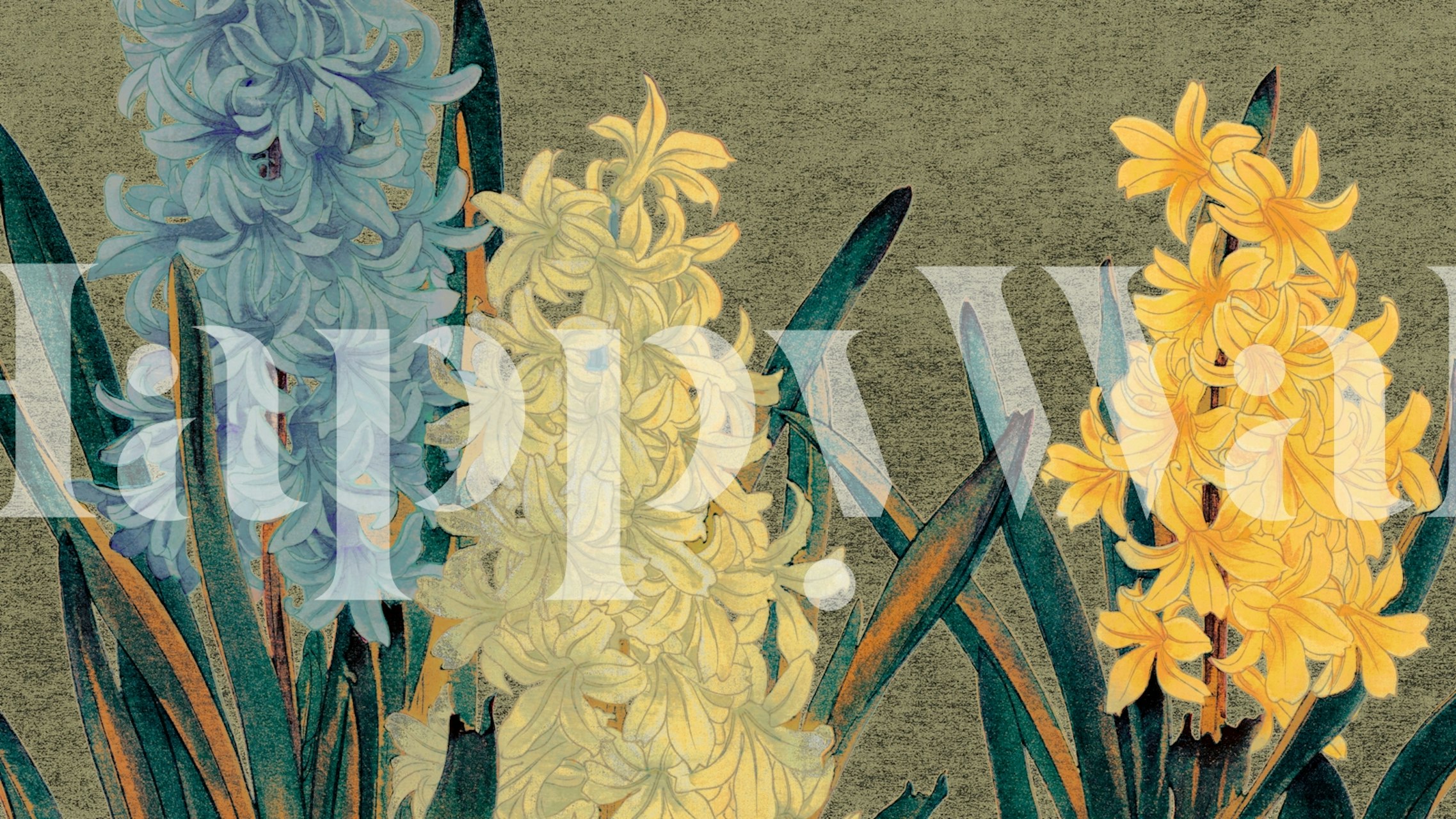 Starinski botanički zidni mural u skandinavskom stilu s mirnom shemom boja