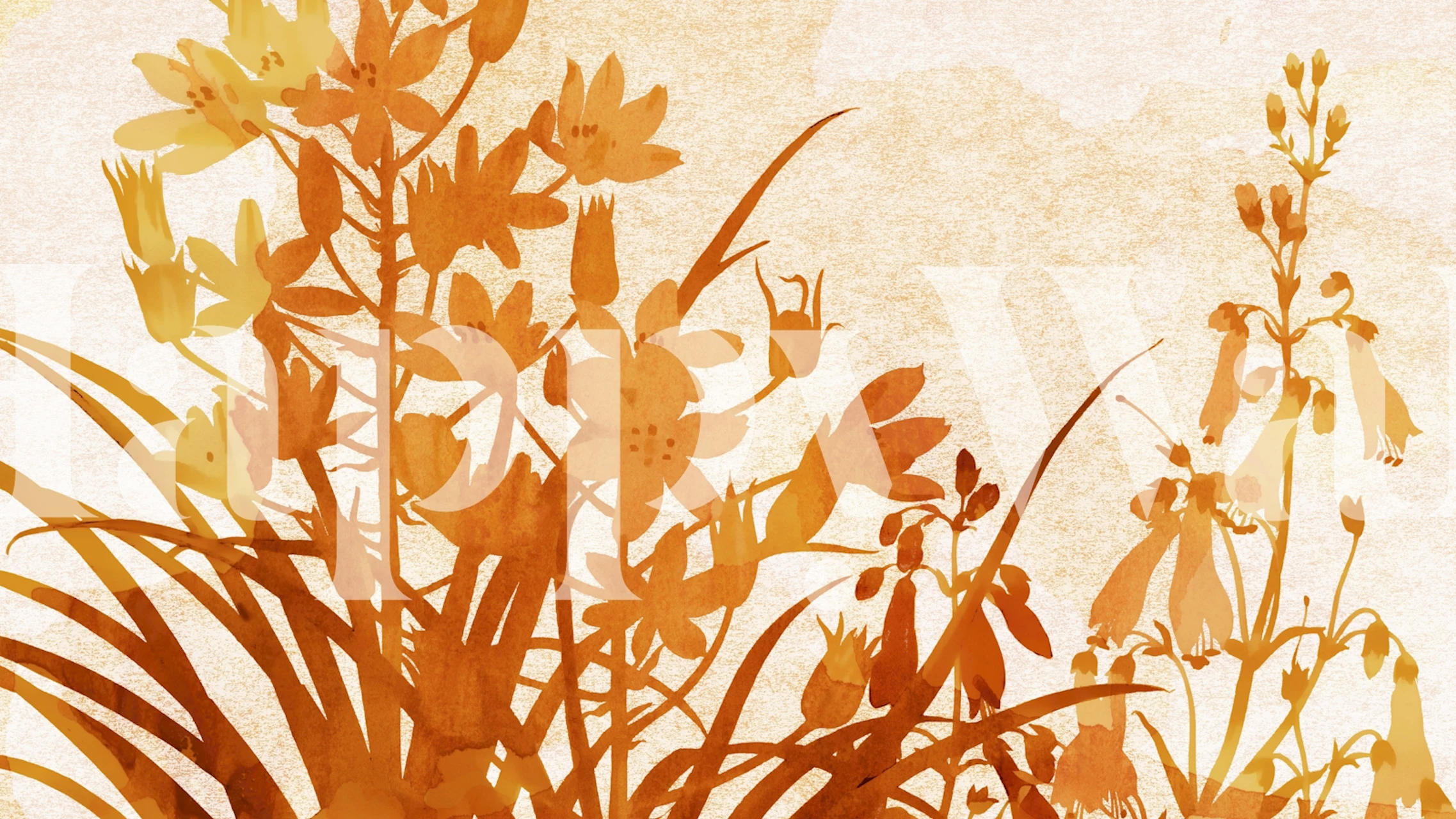 Scandinavian Fall Cvjetni zidni mural s toplim jesenskim tonovima