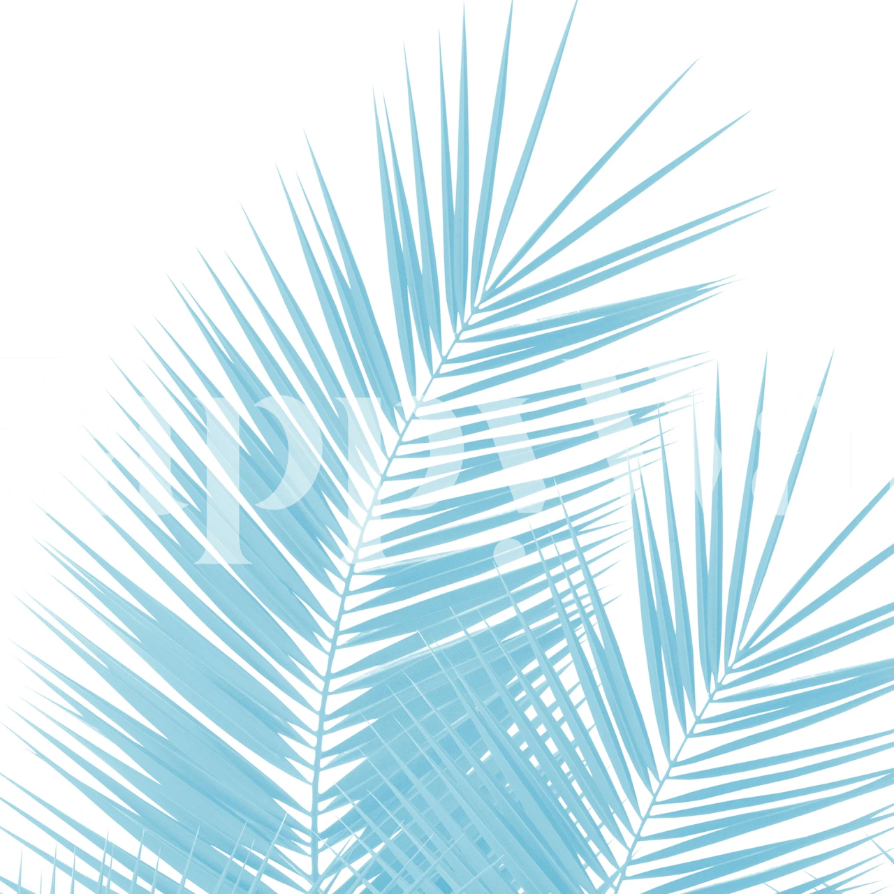 Soft blue palm leaves wallpaper design