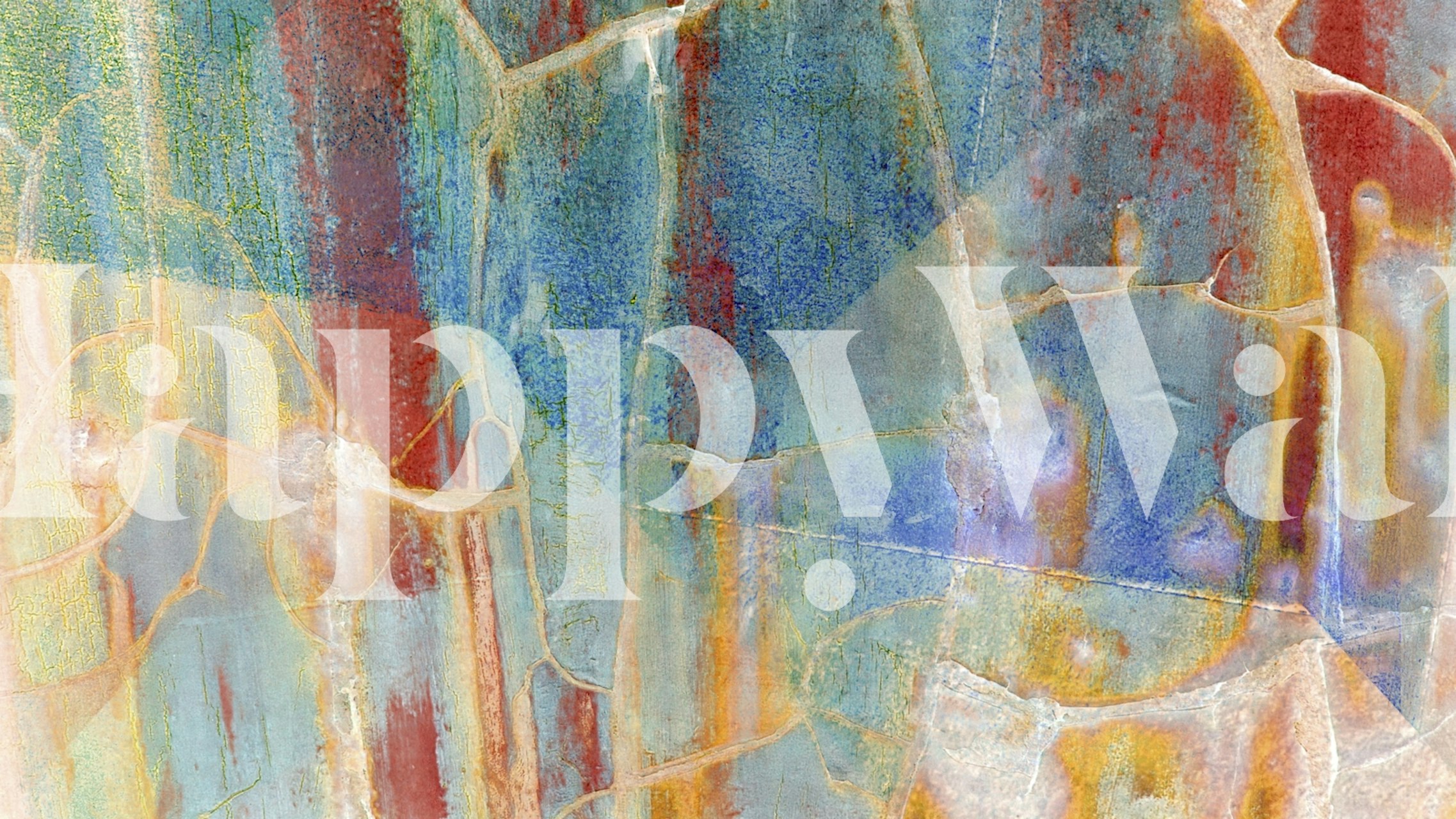 Happy Old Crayon Wall Tapete in einem Raum