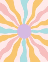 Wavy Retro Sun Glam 2 carta da parati