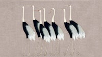 Japan Cranes on Gray Beige tapete