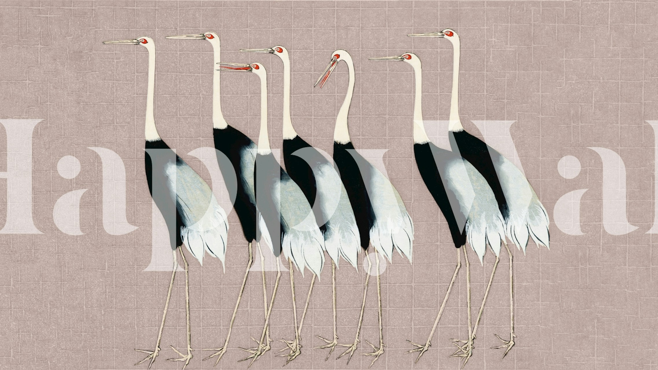 Japan Cranes su grigio beige in una stanza