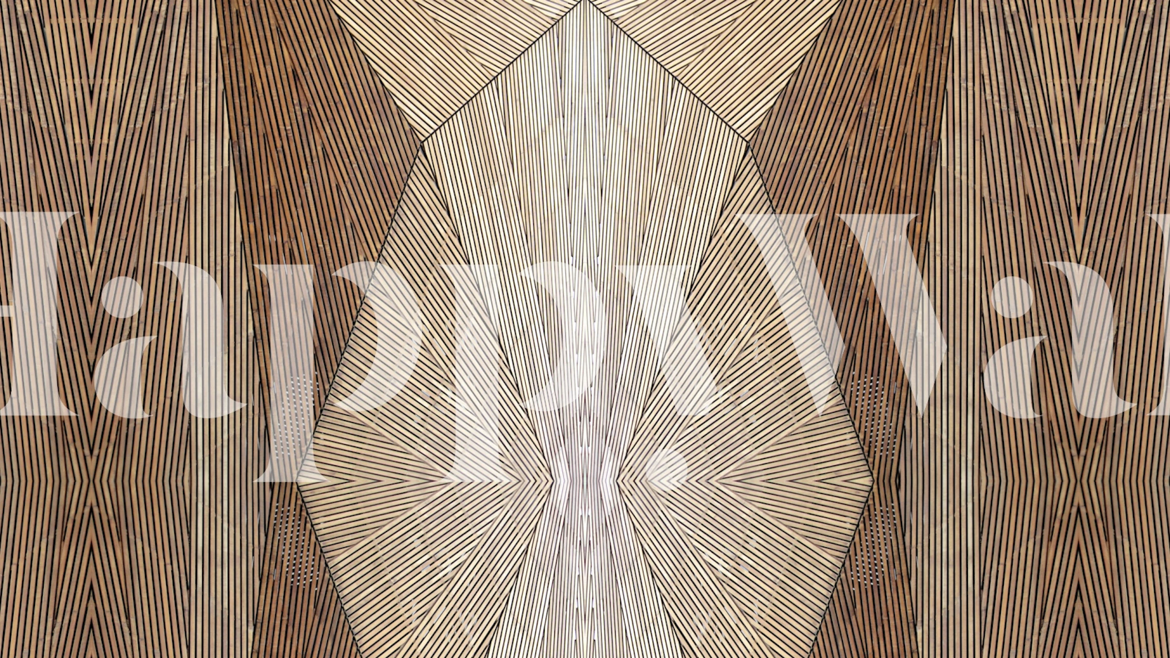 Japan Wood Geometry tapetti huoneessa