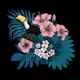 Toucan and tropical flora