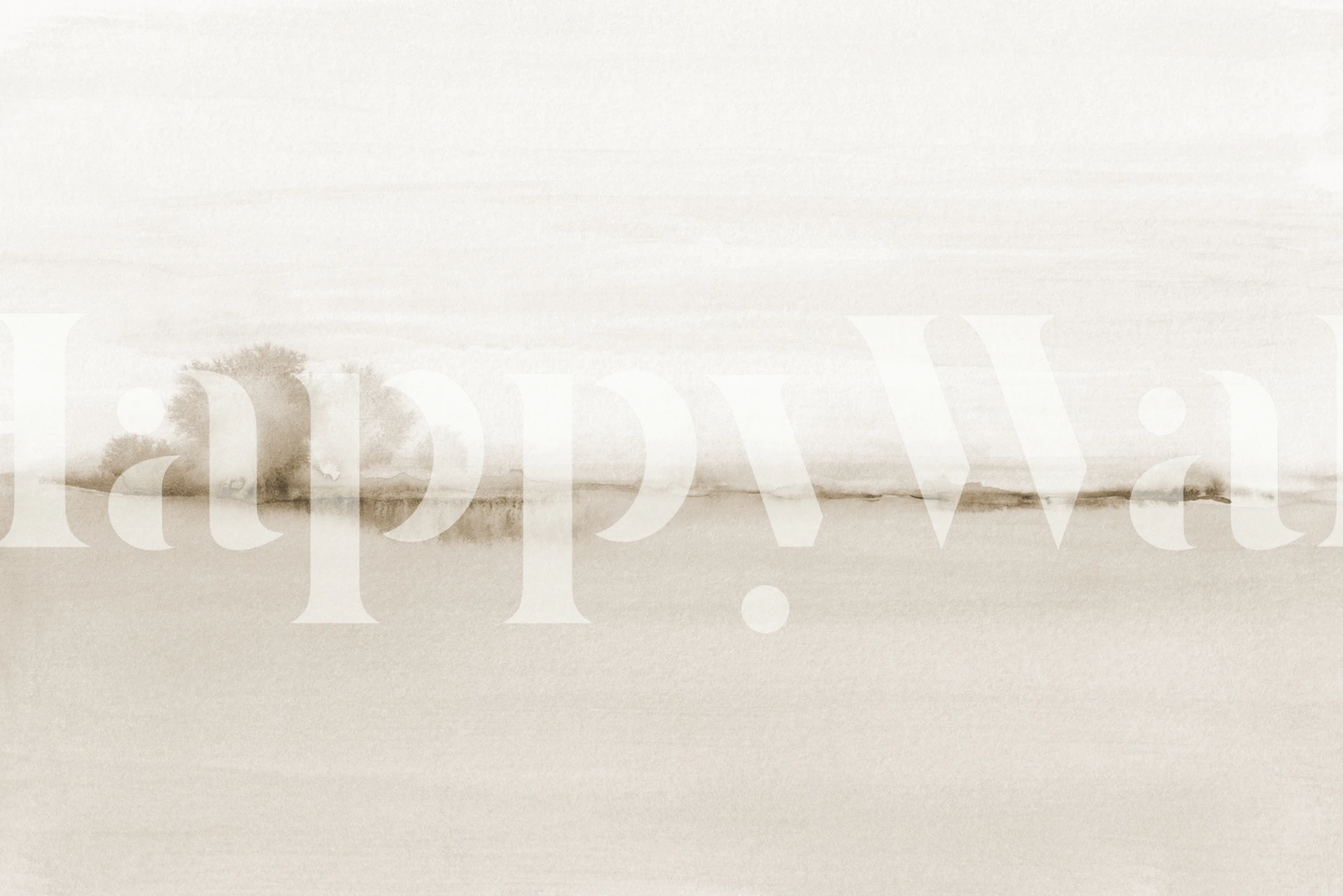 Sepia watercolor horizon tapet i ett rum