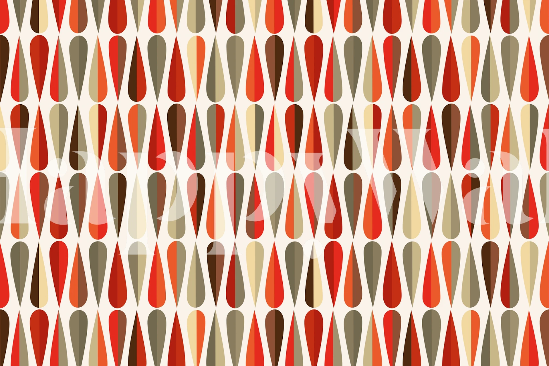 Tapeta Mid Century Olive Red v místnosti