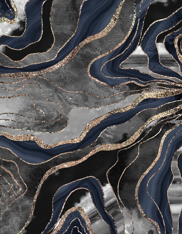 Navy Blue Black Marble Glam 1