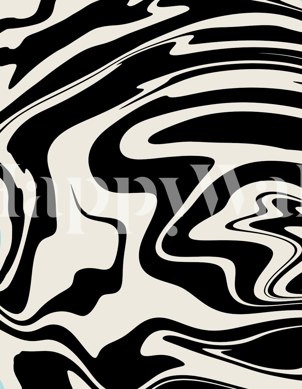 Zwart-wit abstract wervelend ontwerp dat doet denken aan retro glamourstijl voor fotobehang.