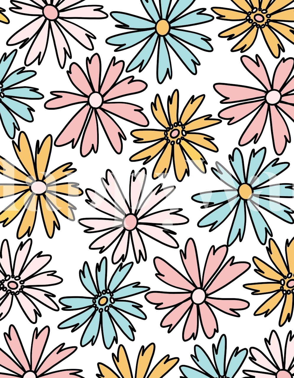 Pastel-colored cosmea flowers wall mural design