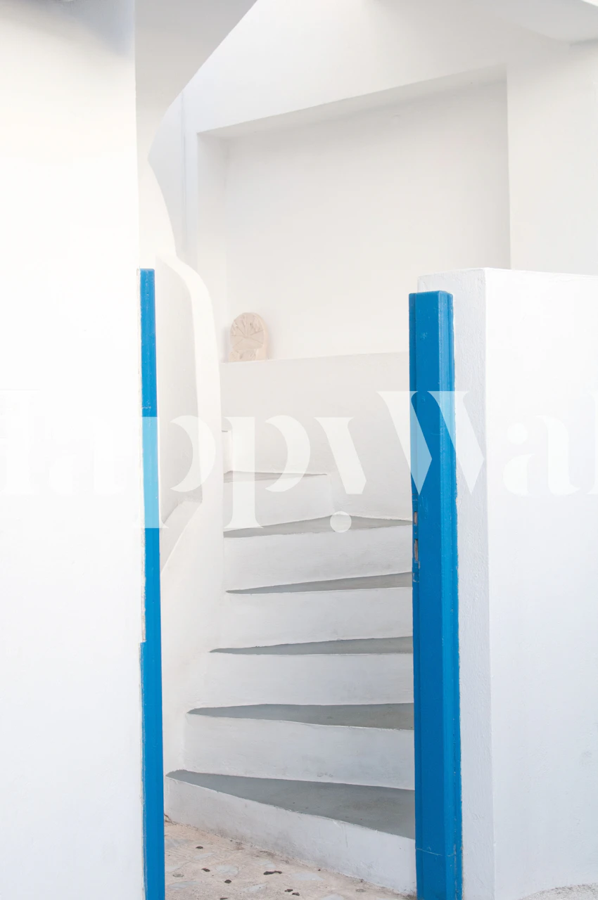 Santorini Oia Stairs 2 wallpaper in a room