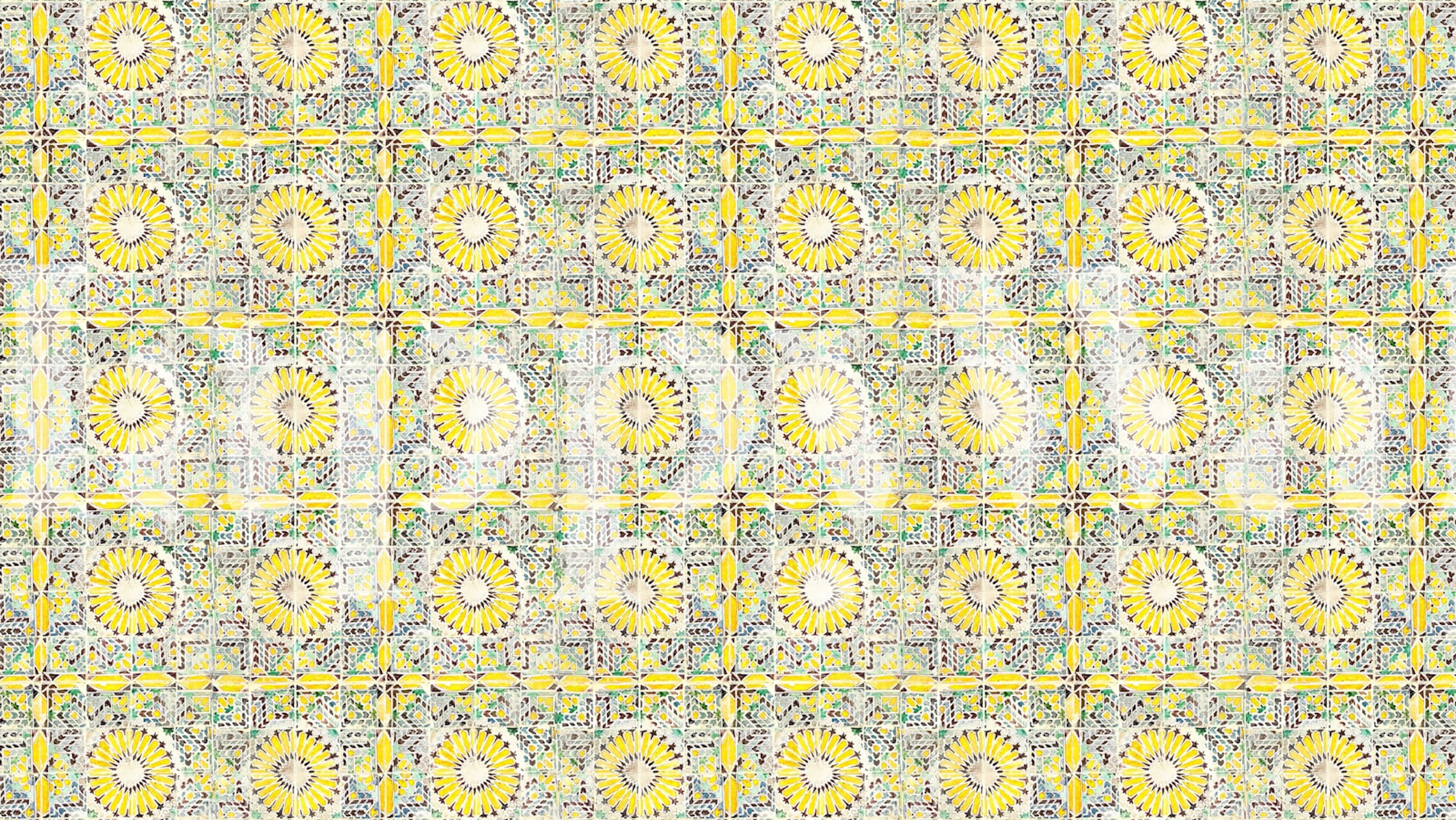 Yellow geometric tile pattern wallpaper