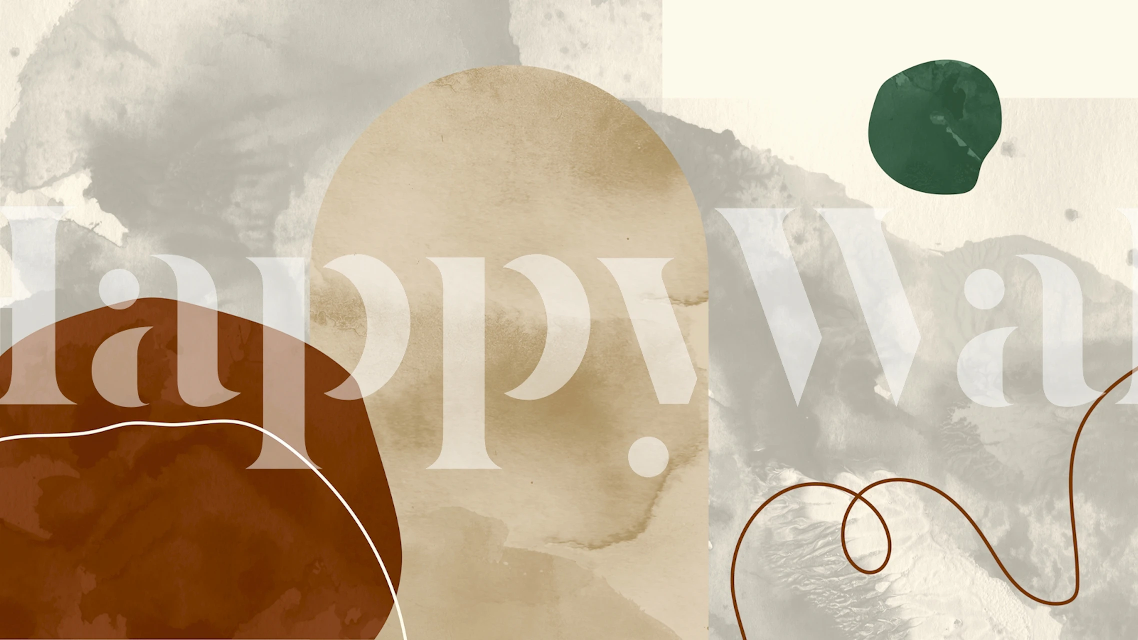 Abstract shapes in beige, green, and brown tones wallpaper