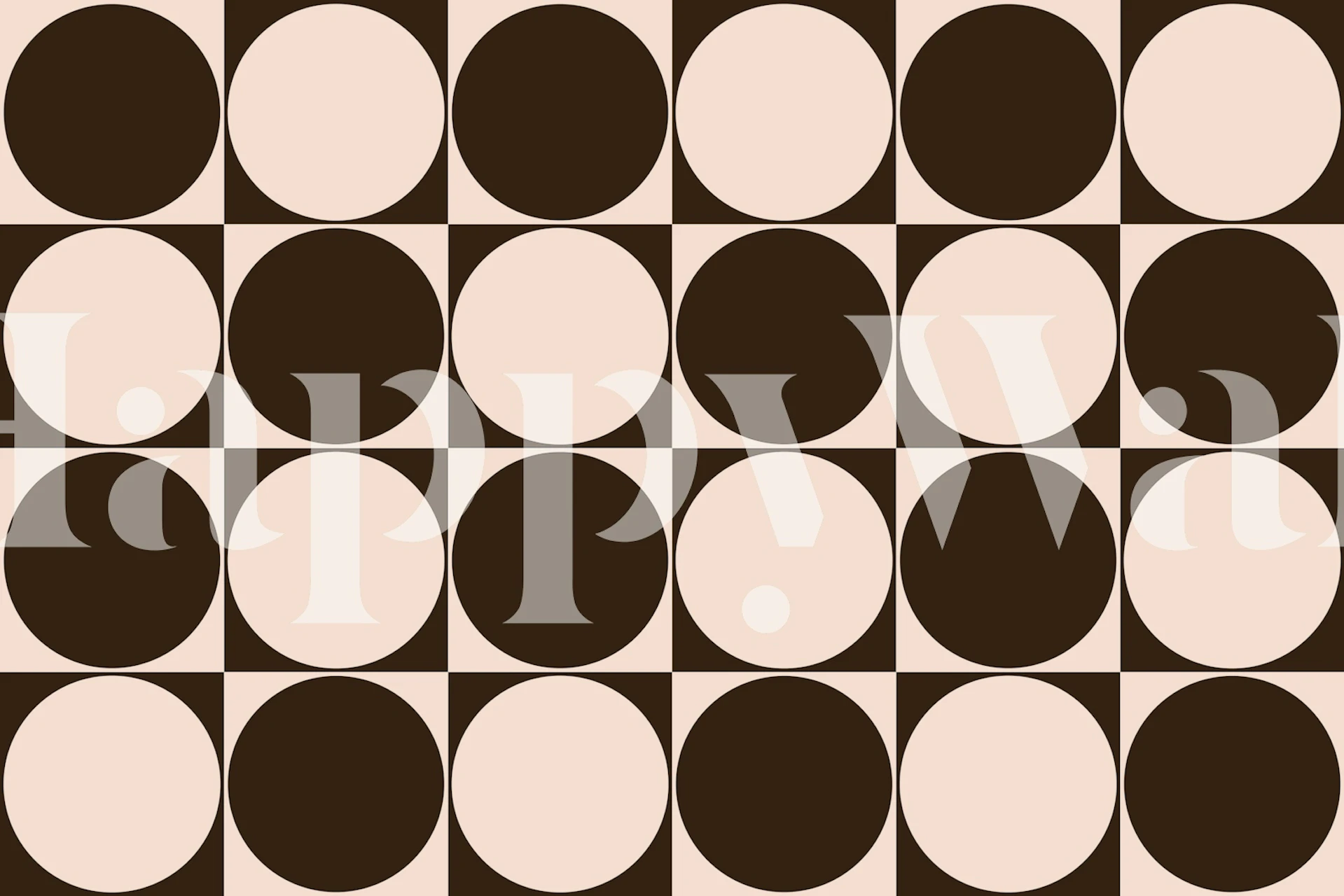 Mid century geometric shapes in warm tones on beige wallpaper
