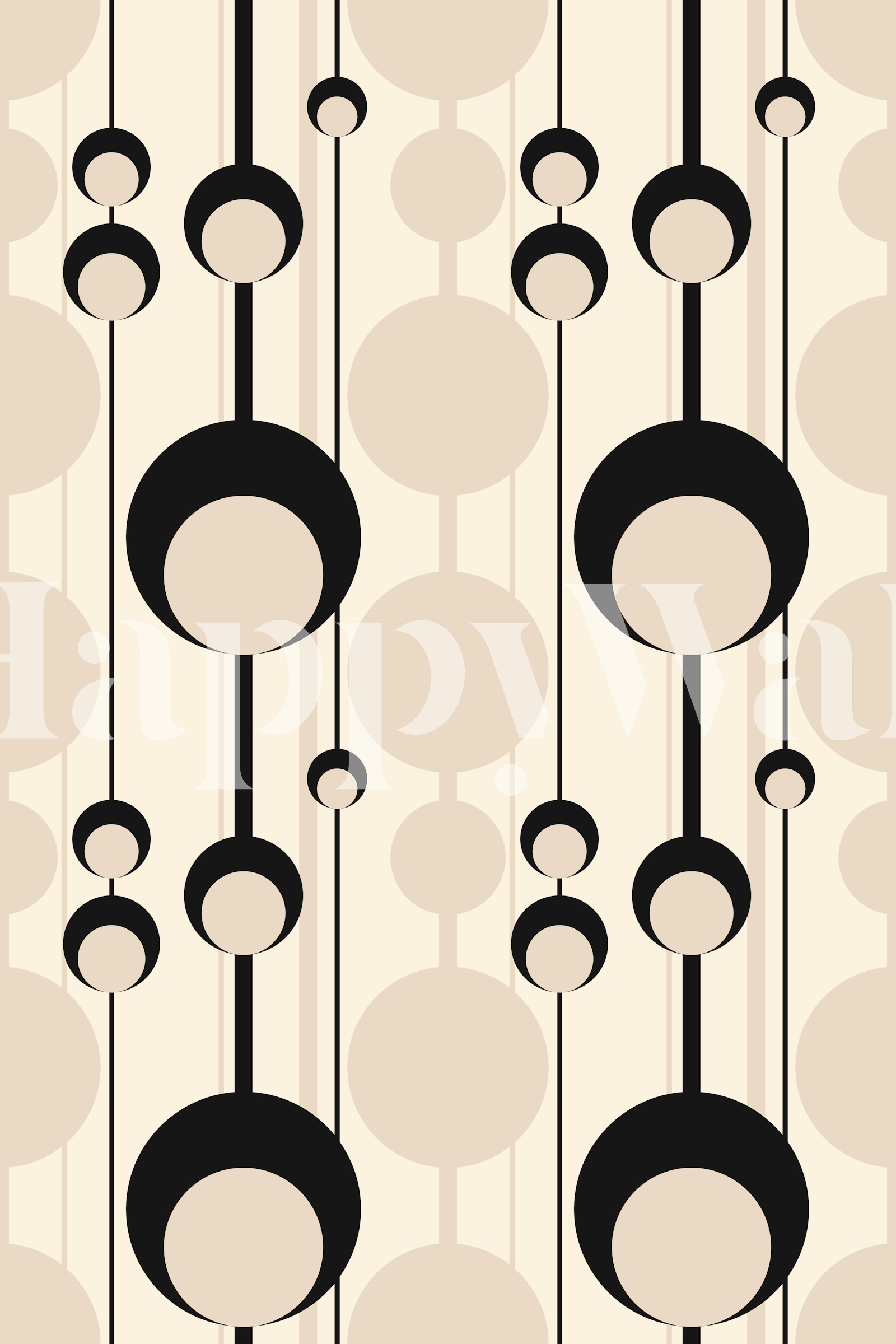Mid century circles wallpaper in a retro room