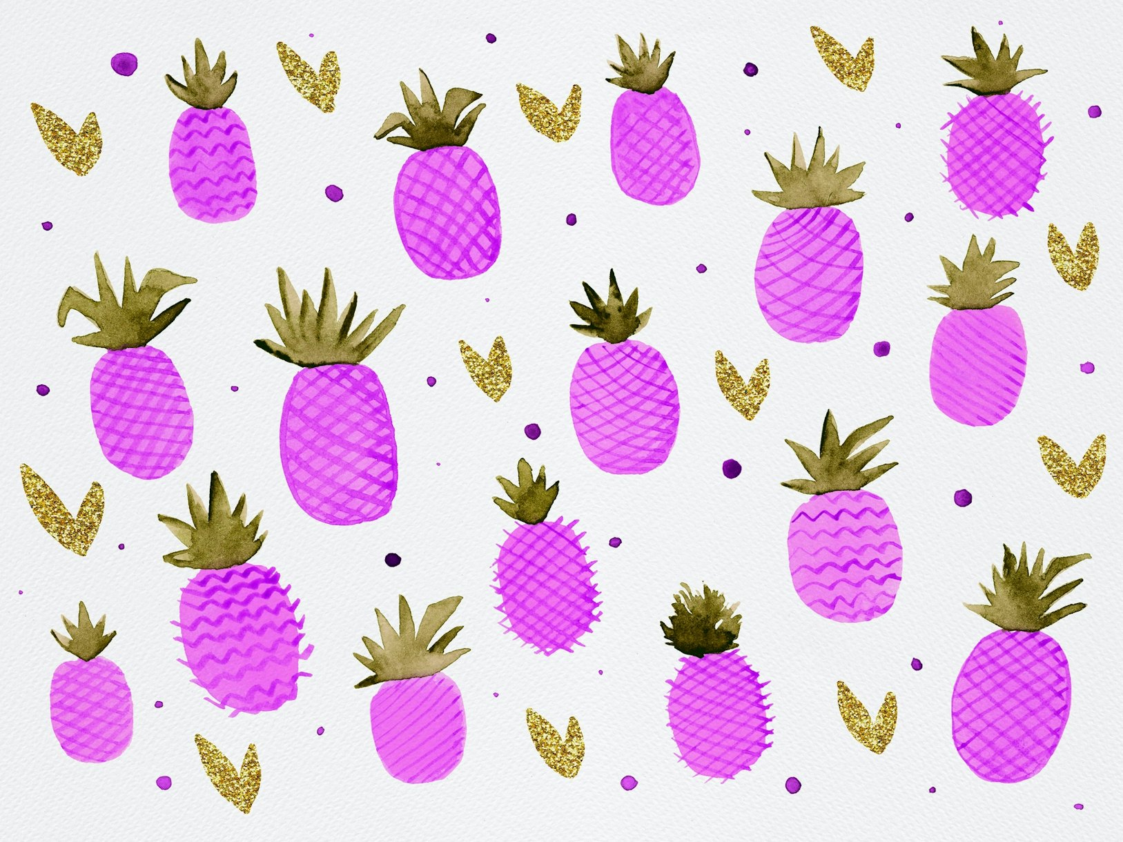 Watercolor magenta pineapples wallpaper | Happywall