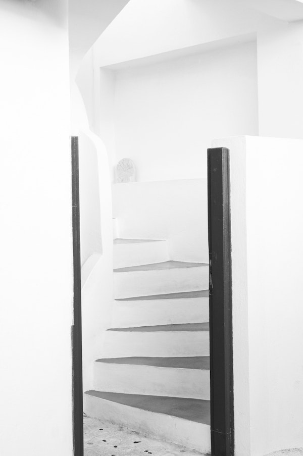 Santorini Oia Stairs BW 2