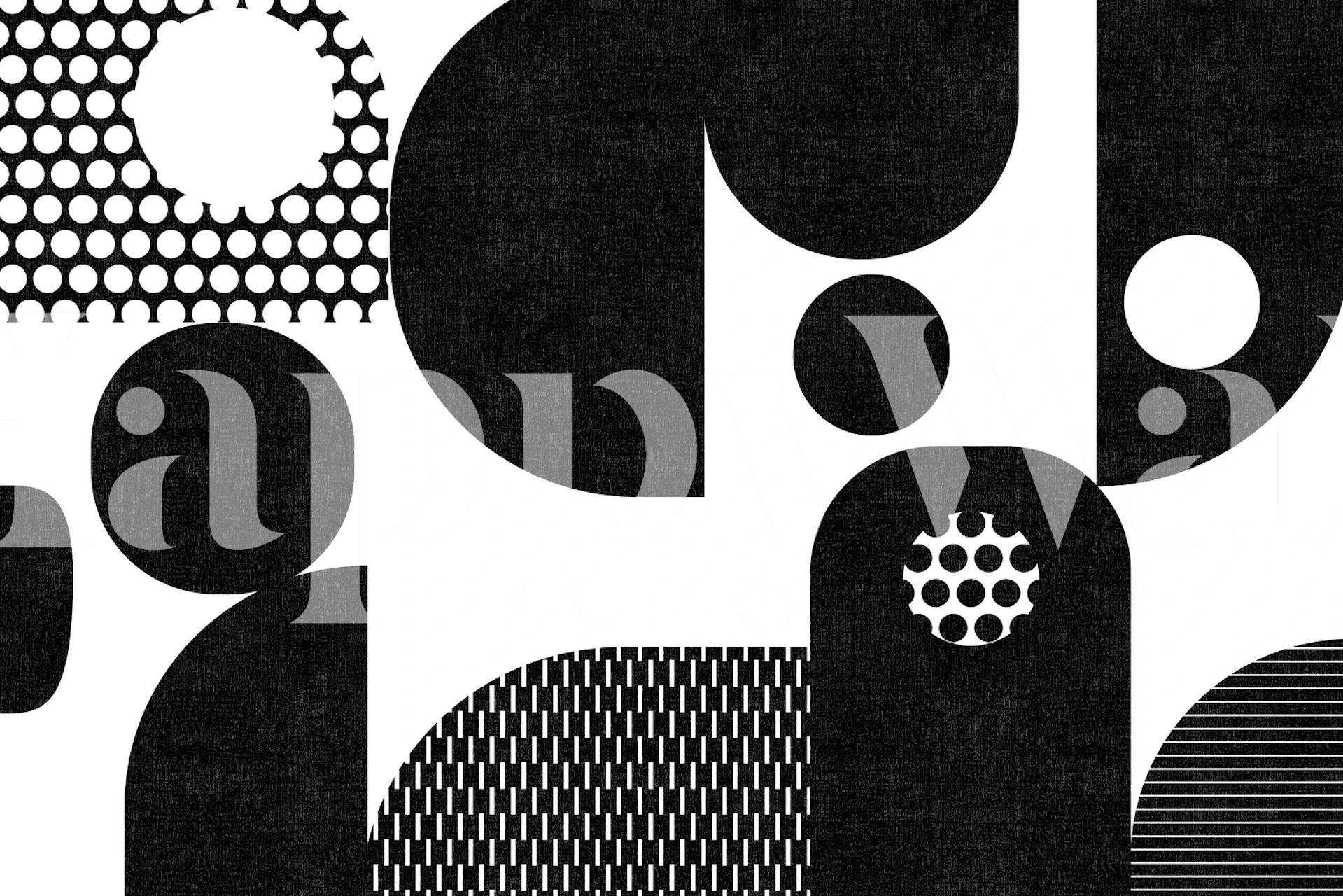 Geometrische vormen in zwart-wit, abstract patroon wallpaper