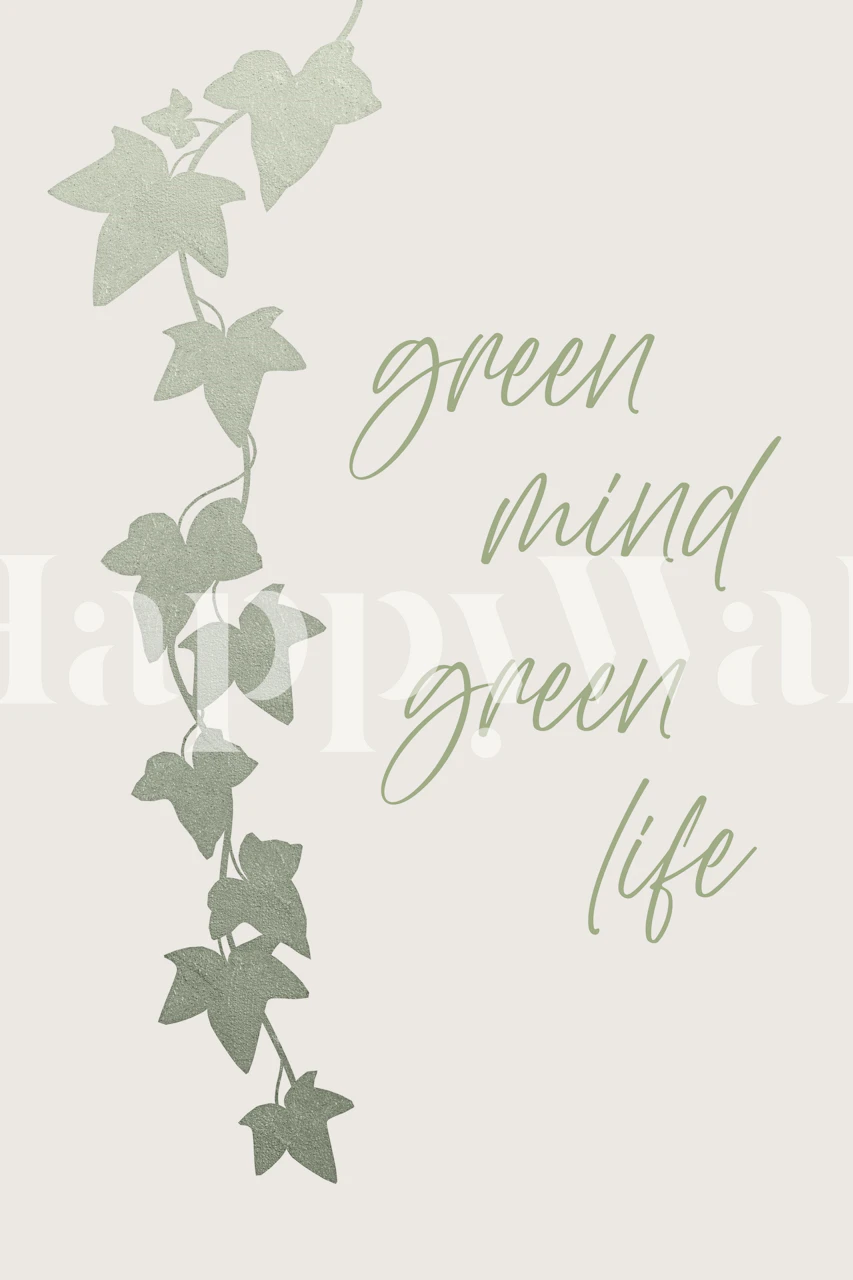 Green leaf design with elegant hand-written text wallpaper