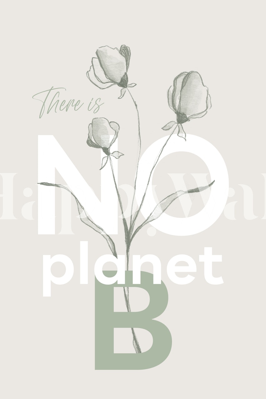 Floral design with green leaves and soft gray flowers wallpaper