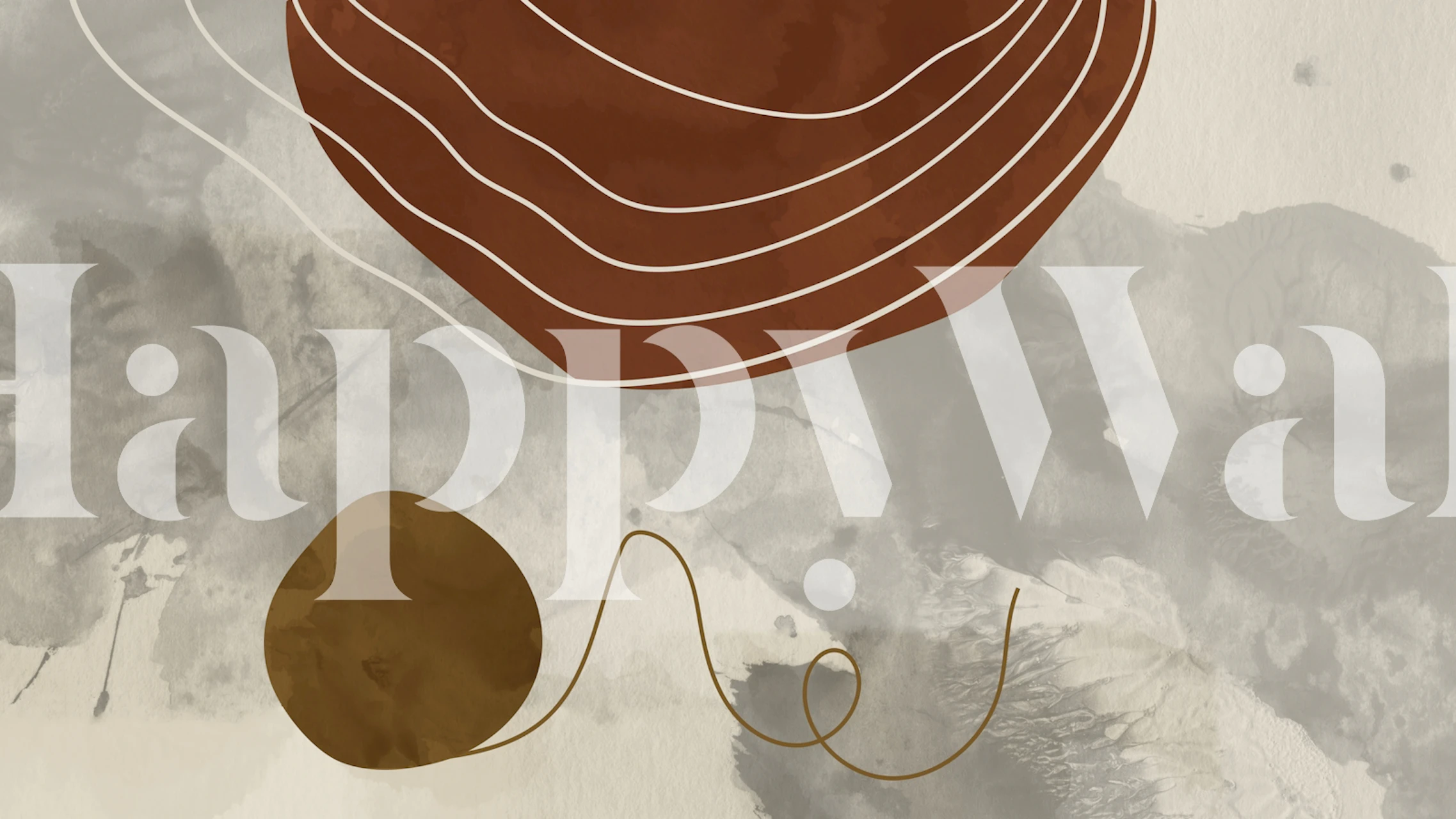 Mid-century modern abstract circle design in earthy tones for wall mural