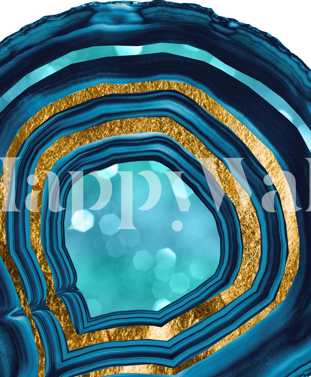 Agate Aqua Blue Gold 1 tapet i et rom