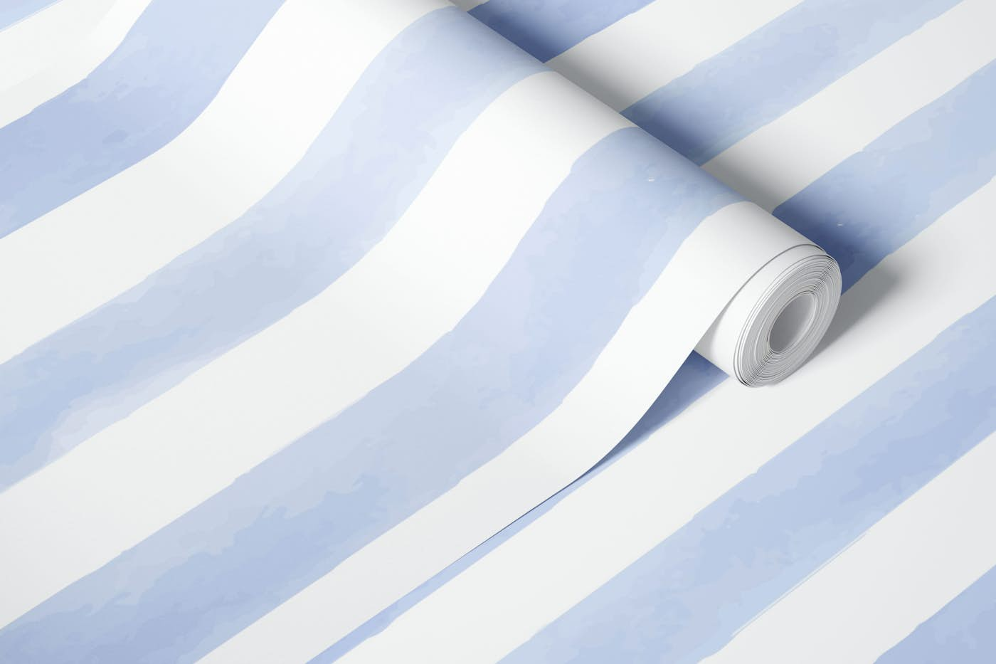 Blue watercolor stripes wallpaper roll