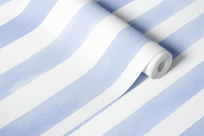 Blue watercolor stripeswallpaper roll