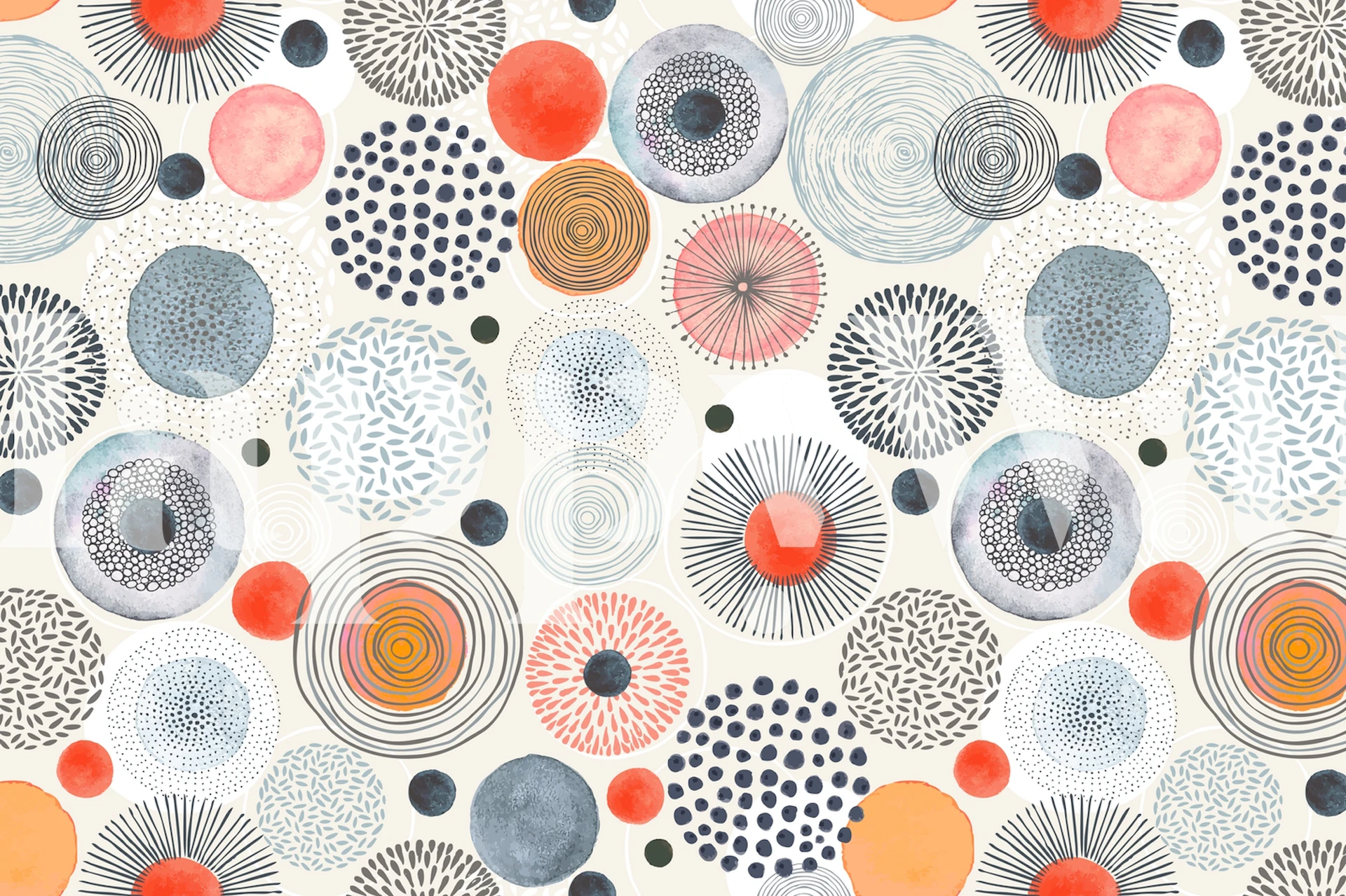 Colorful geometric circle patterns in various colors wallpaper