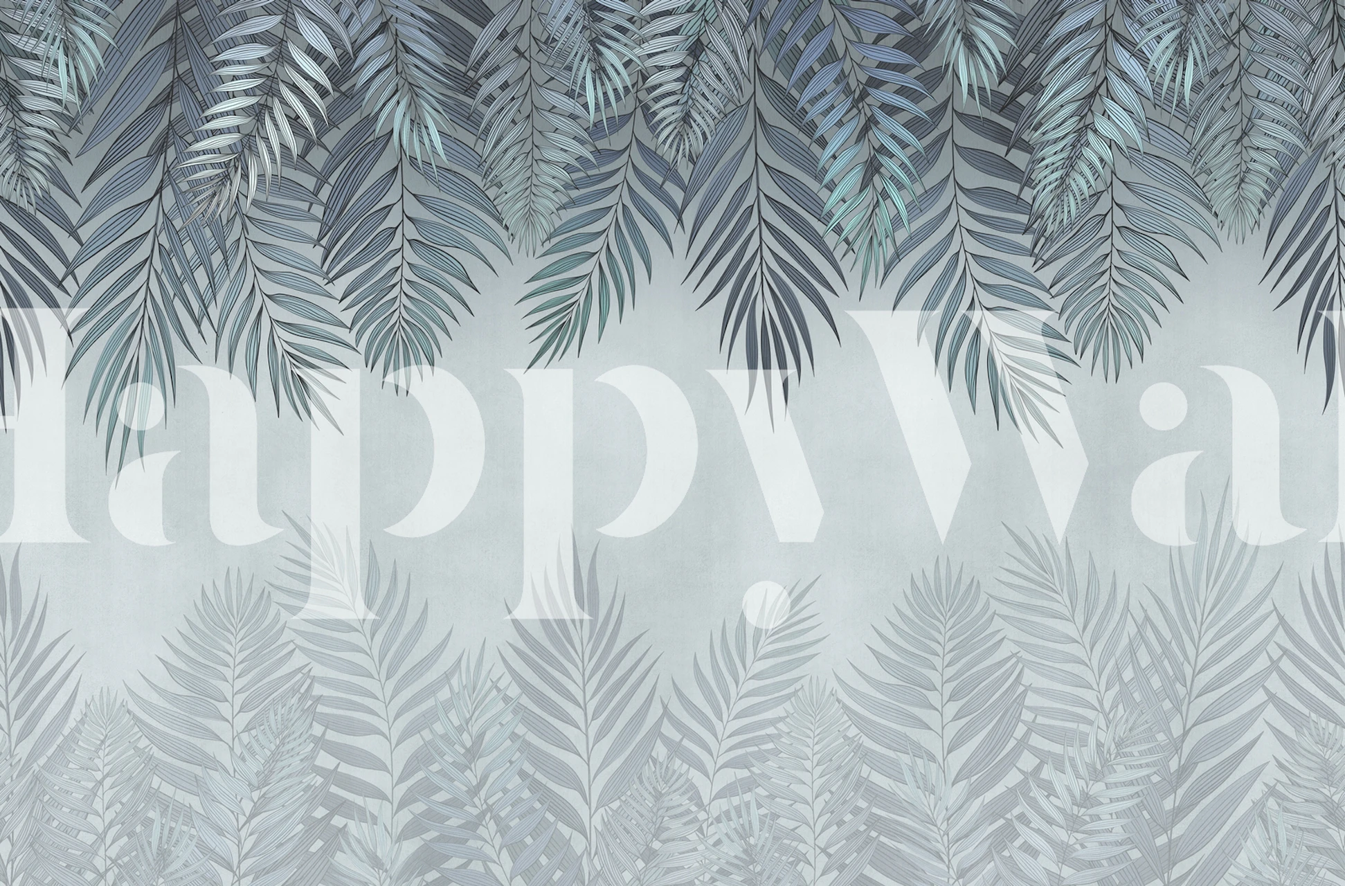 Pale blue palm leaves tapeta v místnosti
