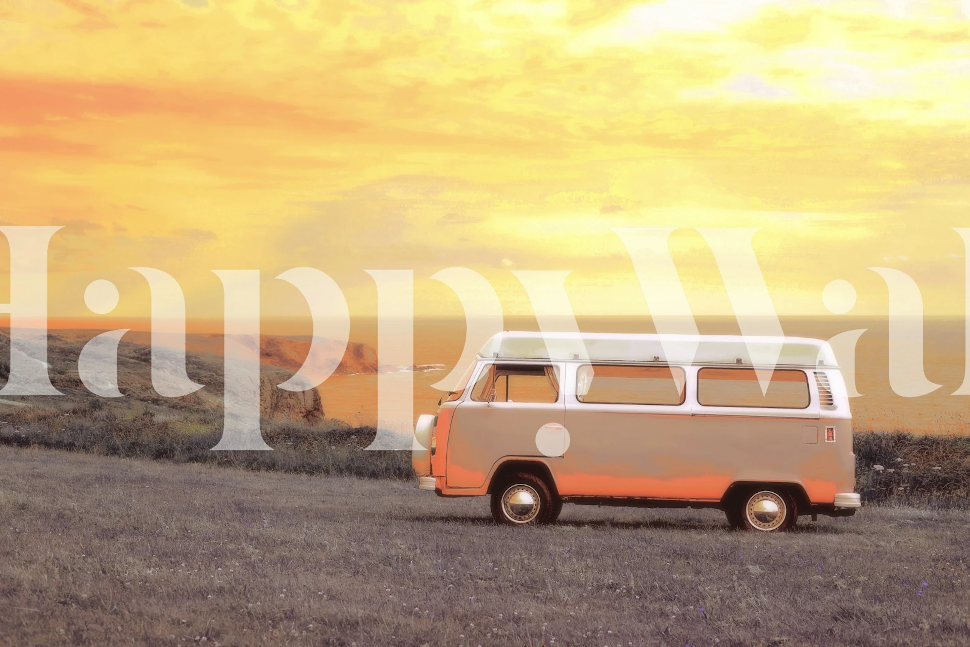 Sunset Van wallpaper in a room