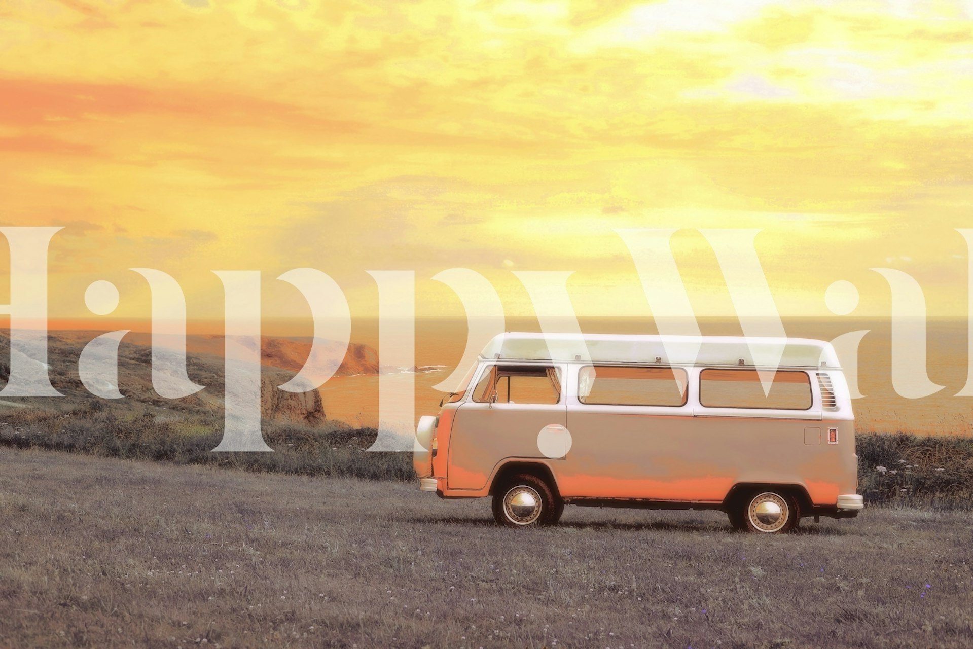 Sunset Van wallpaper in a room