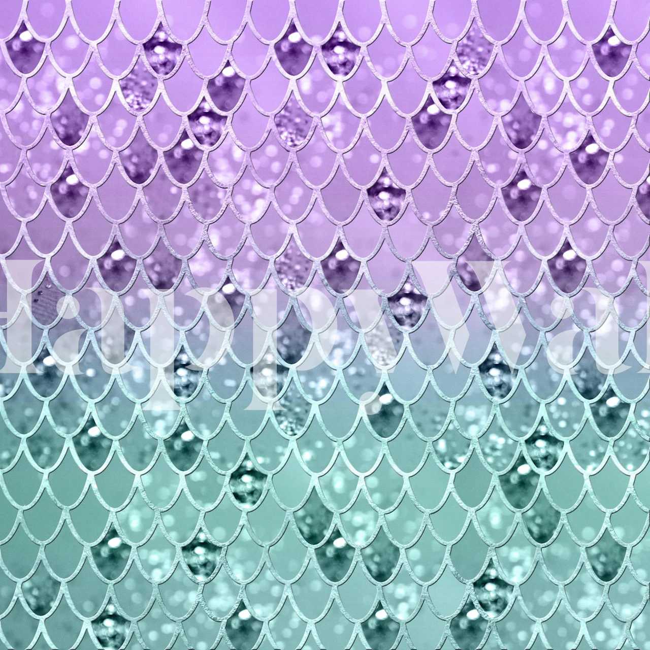 Mermaid scale pattern in purple and green tones wallpaper