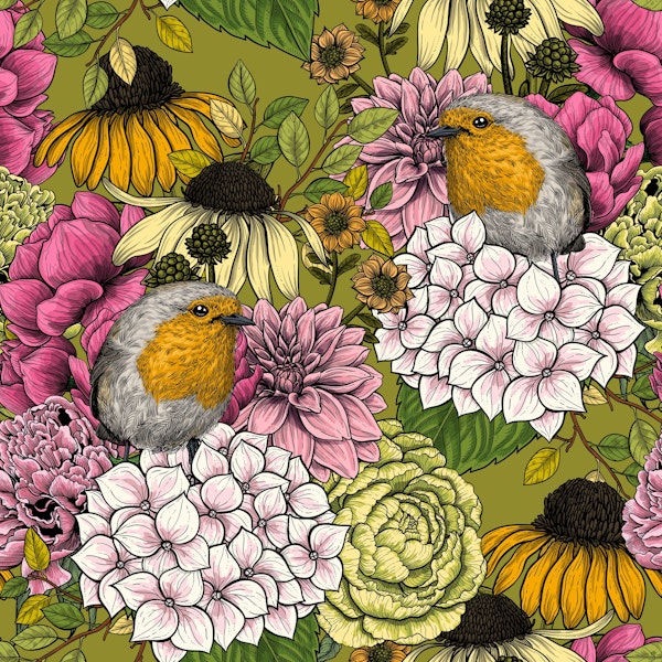 Robins in the garden