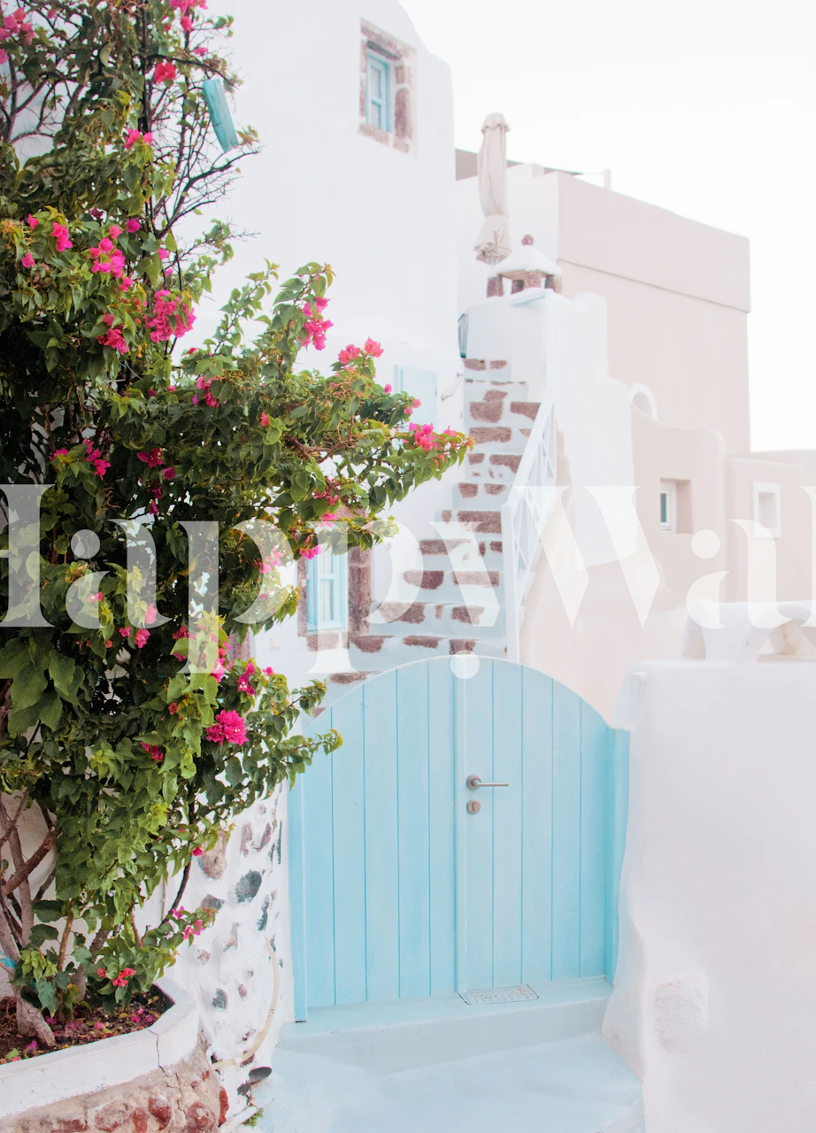 Dreamy Santorini Oia wallpaper design in a room
