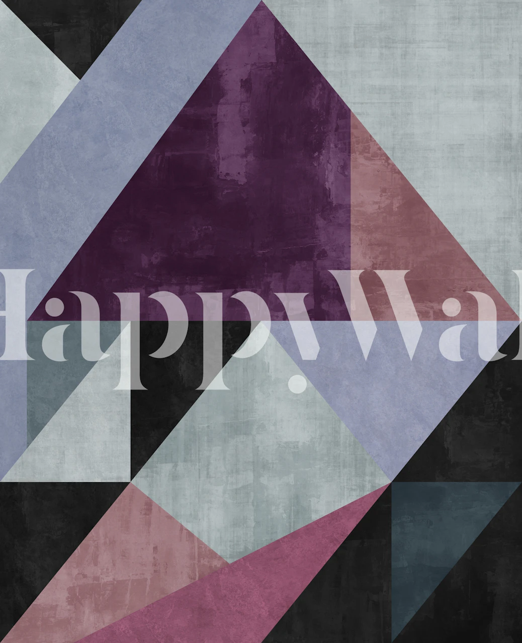 Moderne geometrische Fototapete mit Dreiecken in Lila- und Grautönen