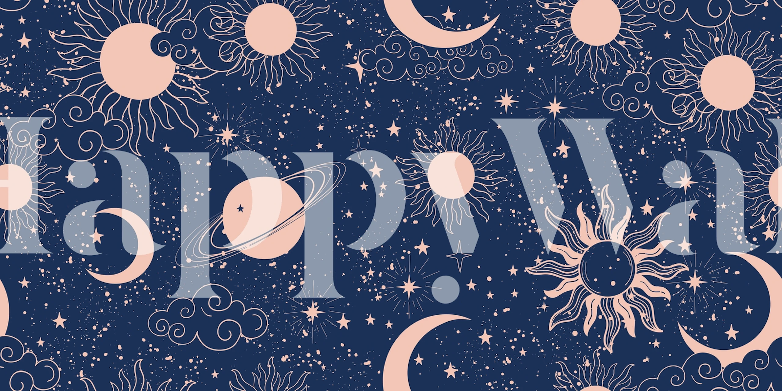 Papel de parede Blue Space II em um quarto estiloso