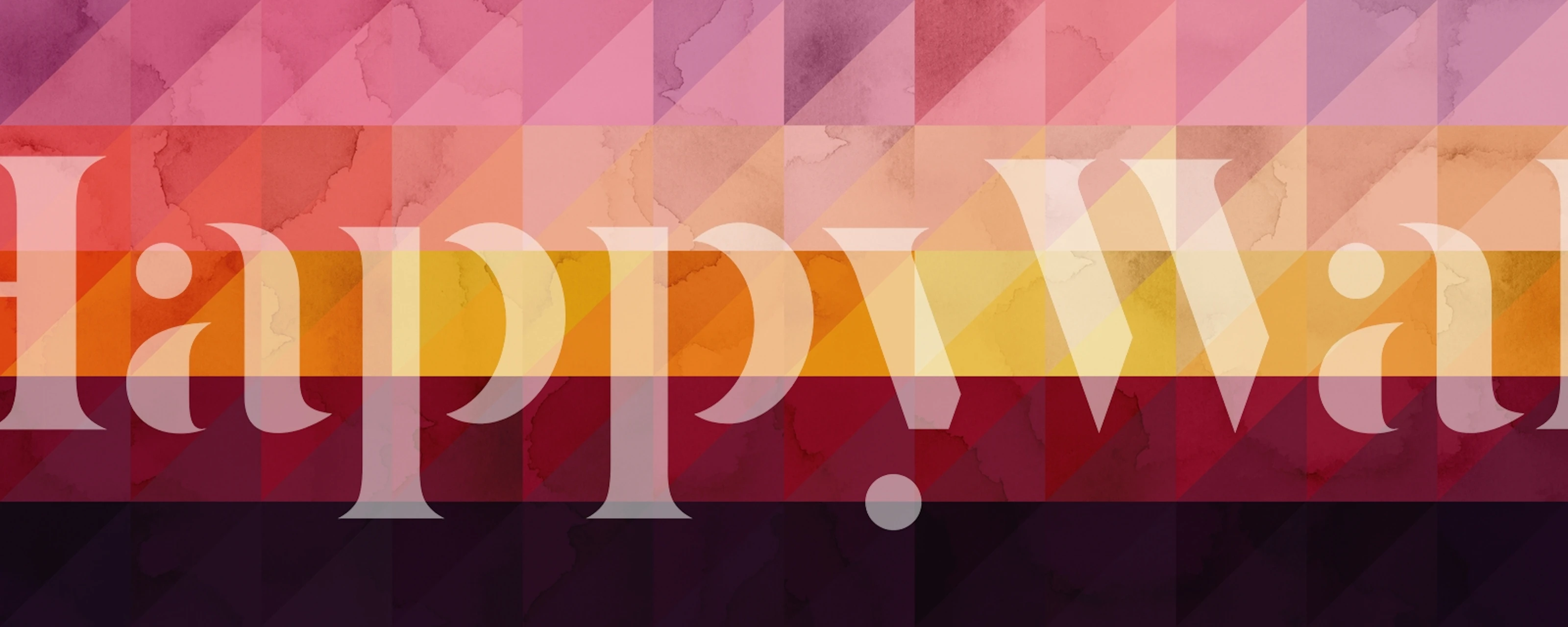 Geometric sunset wallpaper featuring pink, orange, and yellow triangles