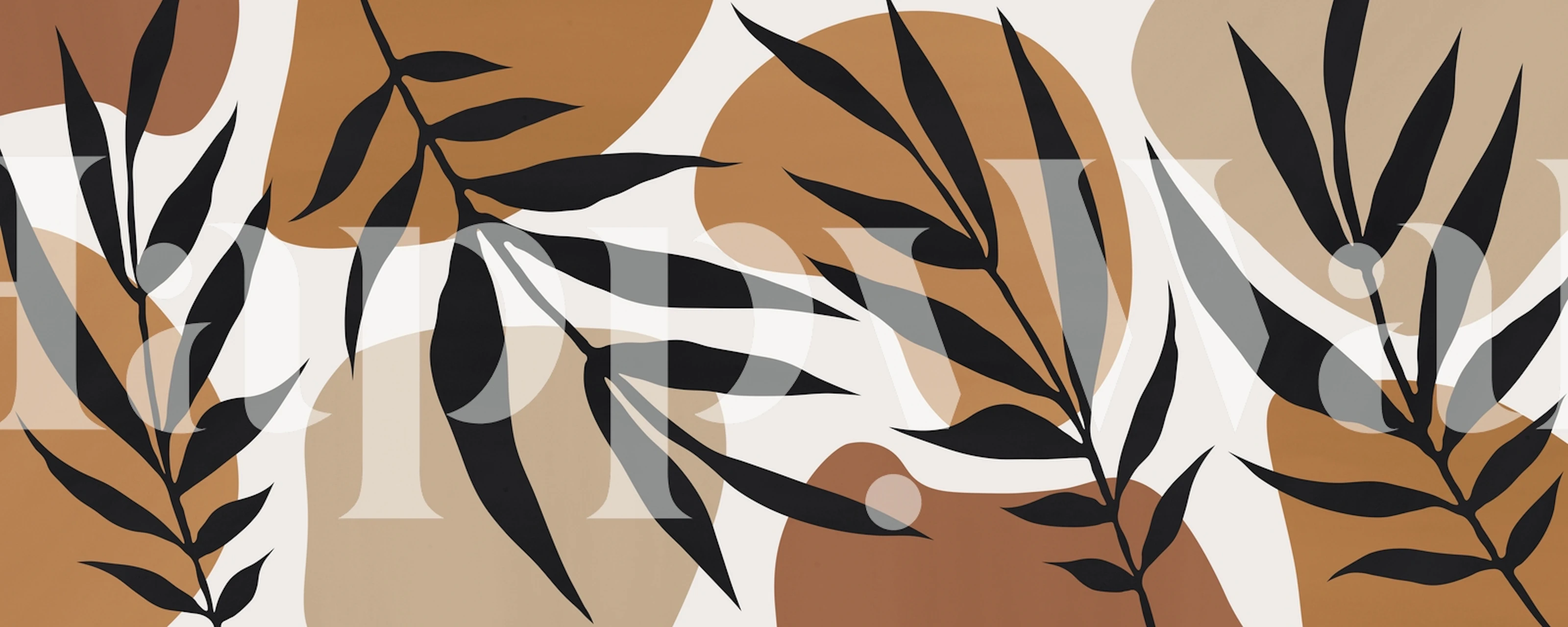 Fototapeta Tropical Leaves 02 se stylizovanými listy v zemitých tónech